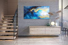 Load image into Gallery viewer, Blue Yellow Gold Abstract Original Painting On Canvas Large Artwork Fp085