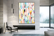 Load image into Gallery viewer, Pink White Abstract Painting on Canvas Colorful Contemporary Painting Fp099