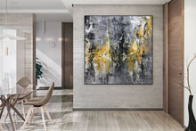 Load image into Gallery viewer, Large Black Grey Yellow Abstract Painting Office Decor Fp025