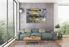 Load image into Gallery viewer, Large Black Grey Yellow Abstract Painting Office Decor Fp025