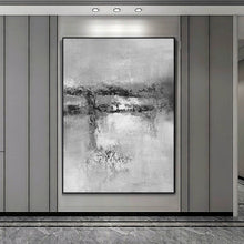 Load image into Gallery viewer, Black And White Grat Abstract Painting Original Living Room Painting Yp022