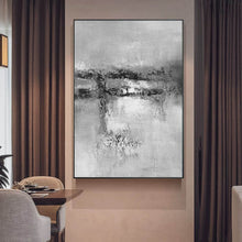 Load image into Gallery viewer, Black And White Grat Abstract Painting Original Living Room Painting Yp022