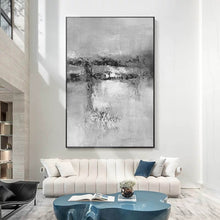 Load image into Gallery viewer, Black And White Grat Abstract Painting Original Living Room Painting Yp022