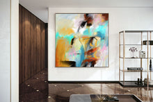 Load image into Gallery viewer, Yellow Blue Pink Abstract Painting Colorful Painting Living Room Qp011