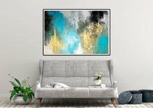 Load image into Gallery viewer, Blue Yellow White Painting Black White Abstract Painting on Canvas Fp084