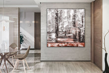 Load image into Gallery viewer, Gray Red Palette Knife Artwork Original Abstract Painting Fp051