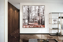 Load image into Gallery viewer, Gray Red Palette Knife Artwork Original Abstract Painting Fp051