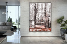 Load image into Gallery viewer, Gray Red Palette Knife Artwork Original Abstract Painting Fp051