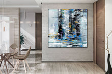 Load image into Gallery viewer, Black Grey Blue Abstract Textured Painting Original Painting Fp091