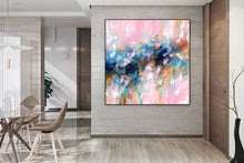 Load image into Gallery viewer, Pink Blue Palette Knife Abstract Painting Contemporary Art Fp065