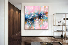 Load image into Gallery viewer, Pink Blue Palette Knife Abstract Painting Contemporary Art Fp065