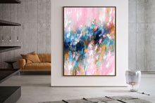 Load image into Gallery viewer, Pink Blue Palette Knife Abstract Painting Contemporary Art Fp065