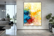 Load image into Gallery viewer, Blue Yellow Abstract Original Painting Contemporary Art Qp040