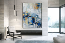 Load image into Gallery viewer, Blue Gold Modern Wall Art,Large Artwork,Abstract Art Canvas BL002