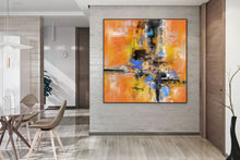 Load image into Gallery viewer, Yellow Black Blue Palette Knife Artwork Original Modern Wall Decor Fp037