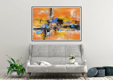 Load image into Gallery viewer, Yellow Black Blue Palette Knife Artwork Original Modern Wall Decor Fp037
