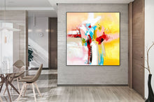 Load image into Gallery viewer, Yellow Blue Red Bright Abstract Original Painting On Canvas Qp028