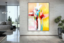 Load image into Gallery viewer, Yellow Blue Red Bright Abstract Original Painting On Canvas Qp028