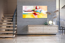 Load image into Gallery viewer, Yellow Blue Red Bright Abstract Original Painting On Canvas Qp028