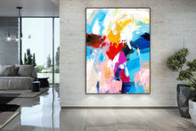 Load image into Gallery viewer, Red Blue Yellow Abstract Paintings Colorful Contemporary Art Fp075