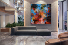 Load image into Gallery viewer, Red Orange Blue Palette Knife Artwork Original Abstract Painting Fp090
