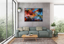 Load image into Gallery viewer, Red Orange Blue Palette Knife Artwork Original Abstract Painting Fp090