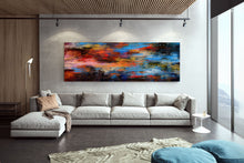 Load image into Gallery viewer, Red Orange Blue Palette Knife Artwork Original Abstract Painting Fp090