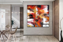 Load image into Gallery viewer, Red White Brown Abstract Original Painting On Canvas Large Artwork Qp035
