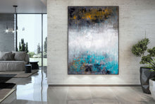 Load image into Gallery viewer, Grey Blue White Contemporary Wall Art Modern Artwork Qp068