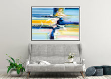 Load image into Gallery viewer, Original Blue Yellow White Abstract Original Painting On Canvas Qp065