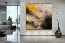 Load image into Gallery viewer, Grey Black Yellow Abstract Painting on Canvas Large Artwork Fp043