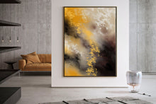 Load image into Gallery viewer, Grey Black Yellow Abstract Painting on Canvas Large Artwork Fp043
