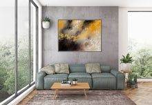 Load image into Gallery viewer, Grey Black Yellow Abstract Painting on Canvas Large Artwork Fp043