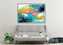 Load image into Gallery viewer, Bright Blue Pink Orange Abstract Original Painting On Canvas Qp037