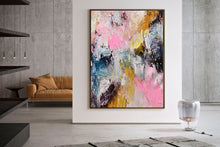 Load image into Gallery viewer, Pink Yellow Blue Abstract Painting Brown Texture Art Painting Fp036