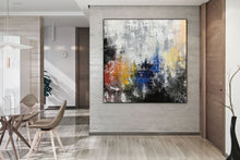 Load image into Gallery viewer, Grey Blue Yellow Abstract Painting Giant Canvas Painting Qp042