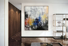 Load image into Gallery viewer, Grey Blue Yellow Abstract Painting Giant Canvas Painting Qp042