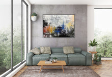 Load image into Gallery viewer, Grey Blue Yellow Abstract Painting Giant Canvas Painting Qp042