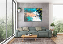 Load image into Gallery viewer, White Green Beige Abstract Wall Art Modern Textured Decor Qp066