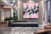 Load image into Gallery viewer, Pink Blue Yellow Palette Knife Artwork Original Abstract Painting Fp062