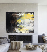 Load image into Gallery viewer, Brown Black and White Yellow Abstract Artwork Paintings on Canvas Kp052