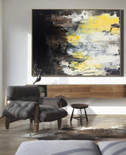 Load image into Gallery viewer, Brown Black and White Yellow Abstract Artwork Paintings on Canvas Kp052
