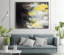 Load image into Gallery viewer, Brown Black and White Yellow Abstract Artwork Paintings on Canvas Kp052