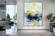 Load image into Gallery viewer, Yellow Blue Black Palette Knife Artwork Original Painting on Canvas NP001
