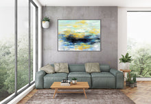 Load image into Gallery viewer, Yellow Blue Black Palette Knife Artwork Original Painting on Canvas NP001