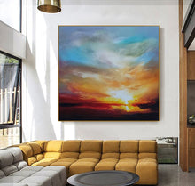 Load image into Gallery viewer, Sky Abstract Painting Ocean Sunset Painting on Canvas Landscape Painting Op016