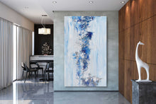 Load image into Gallery viewer, Large Contemporary Canvas Wall Art Blue Acrylic Painting On Canvas Bp052