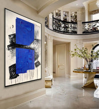Load image into Gallery viewer, Blue Black White Modern Abstract Paintings Living Room Painting Np100
