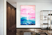 Load image into Gallery viewer, Pink Blue Extra Large Wall Art Abstract Painting on Canvas Modern Home Decor Qp052