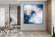 Load image into Gallery viewer, Blue White Pink Original Painting Texture Abstract Art Bp120